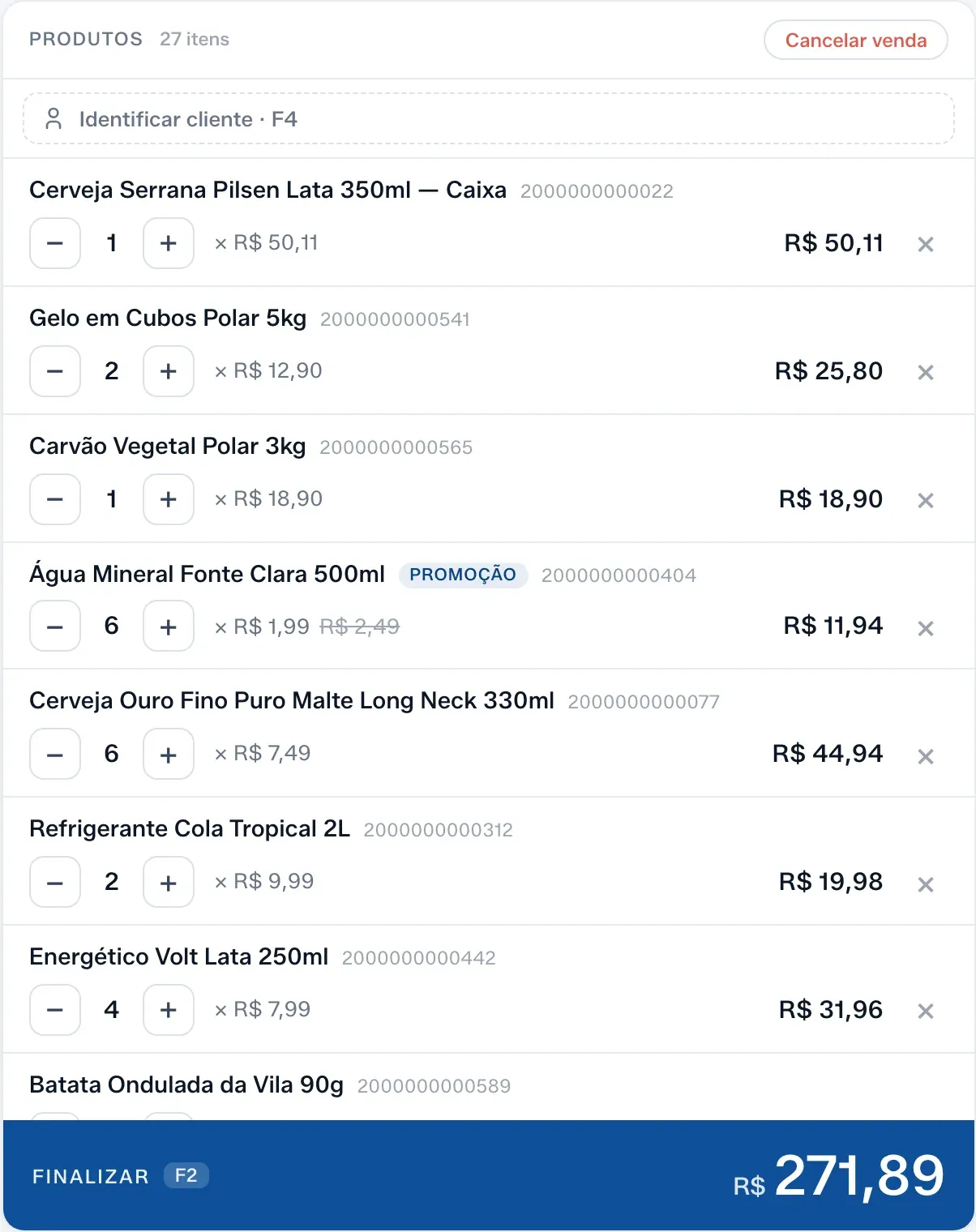 O carrinho com o selo “Promoção” e o preço normal riscado.